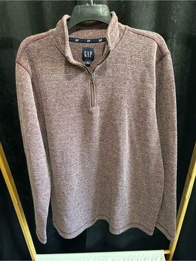 GAP Men's Marled Burgundy Half-Zip Pullover Sweater